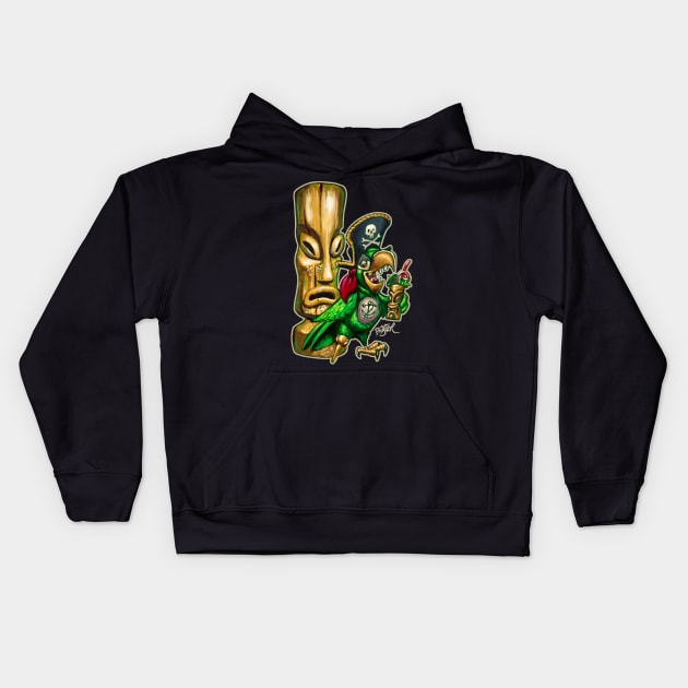 Party Pirate Parrot Kids Hoodie by BigToe